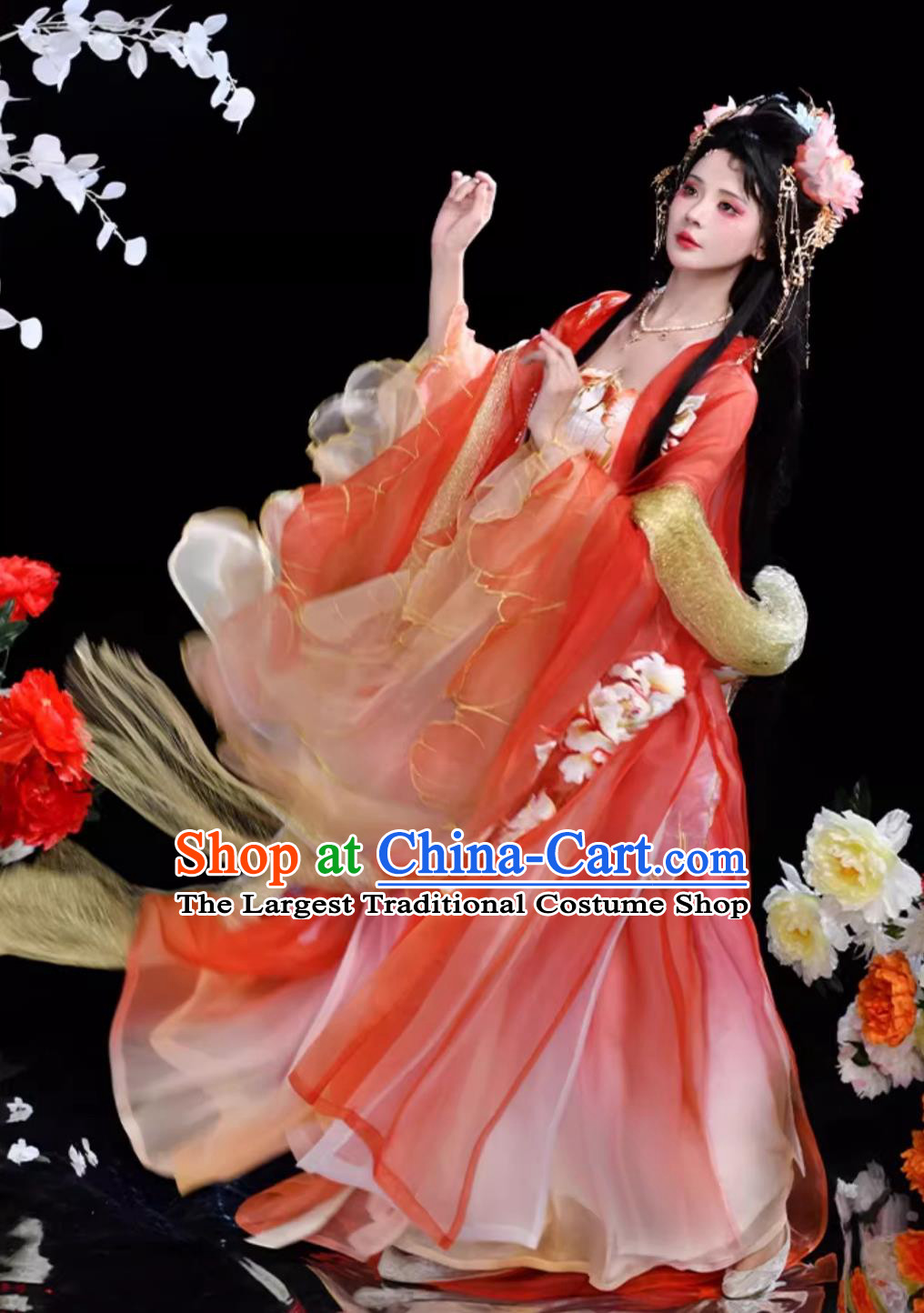 Traditional Chinese Red Hanfu Dresses China Ancient Royal Princess Clothing Song Dynasty Court Woman Costumes Complete Set