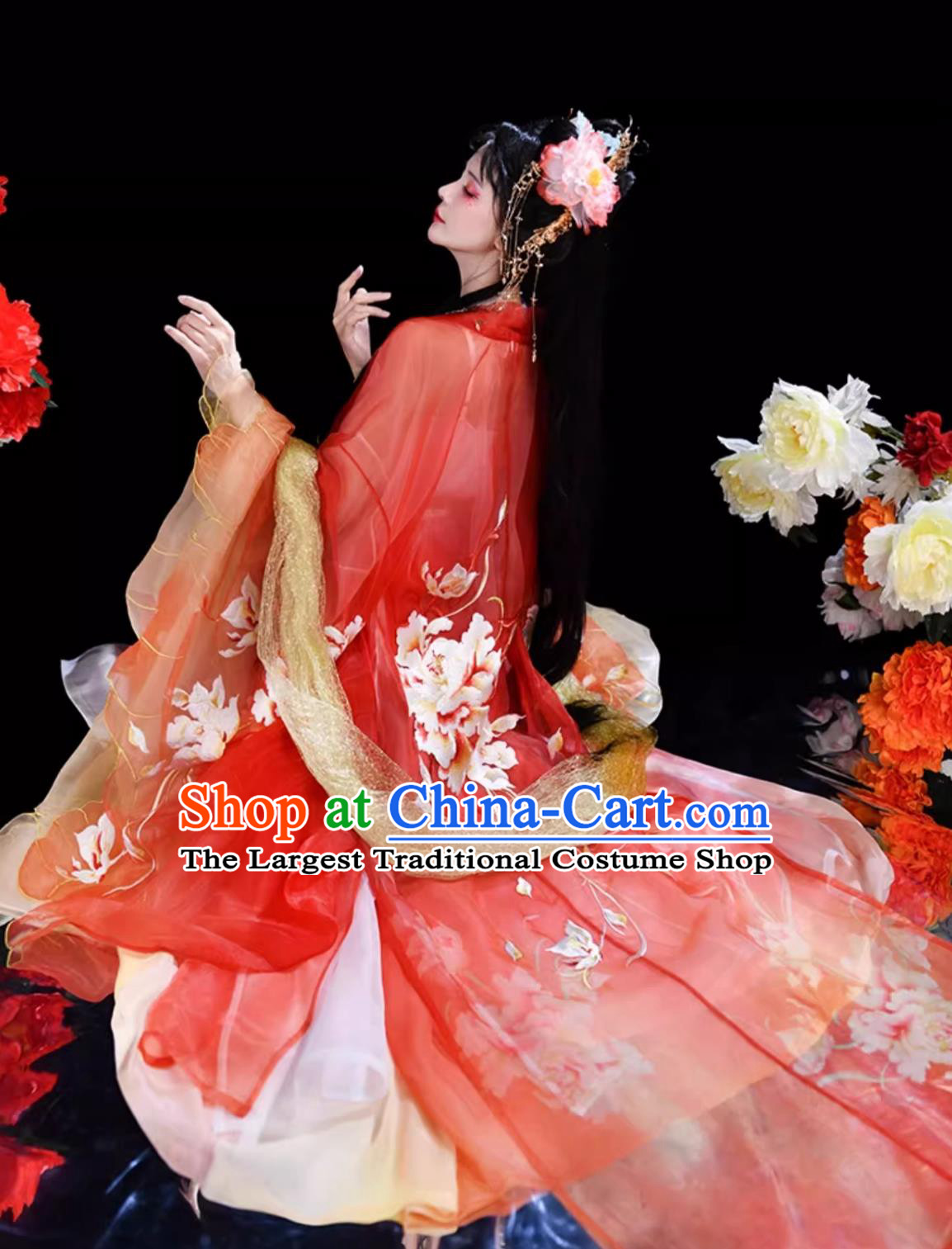 Traditional Chinese Red Hanfu Dresses China Ancient Royal Princess Clothing Song Dynasty Court Woman Costumes Complete Set