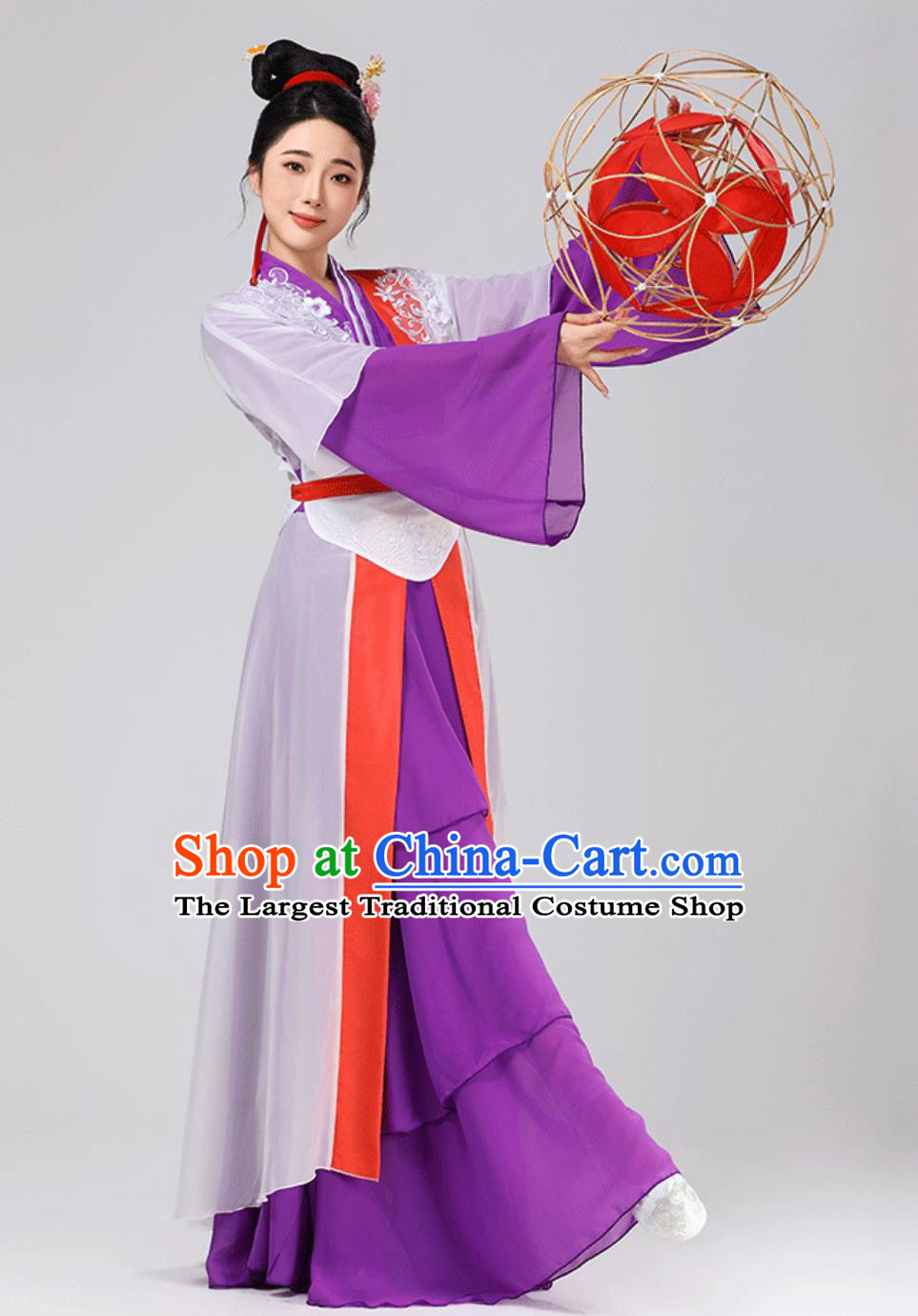 Traditional China Lantern Festival Performance Purple Dress Chinese Classical Dance Costume Ancient Song Dynasty Woman Clothing