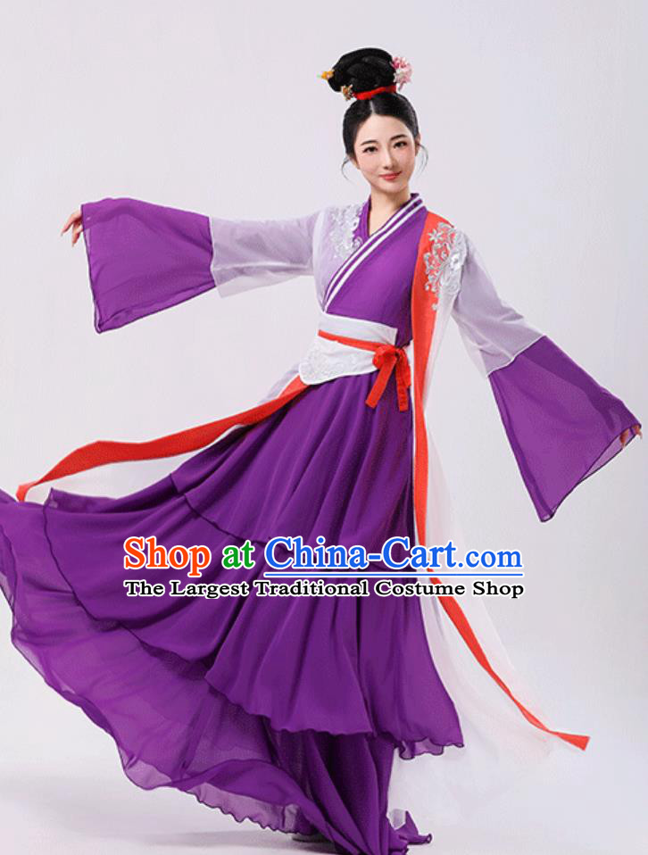 Traditional China Lantern Festival Performance Purple Dress Chinese Classical Dance Costume Ancient Song Dynasty Woman Clothing