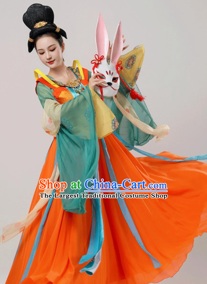 Chinese Tang Dynasty Woman Clothing China Lantern Festival Performance Hanfu Dress Classical Dance Costume