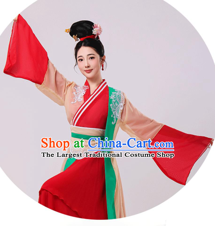 China Lantern Festival Performance Red Hanfu Dress Chinese Classical Dance Costume Song Dynasty Female Clothing