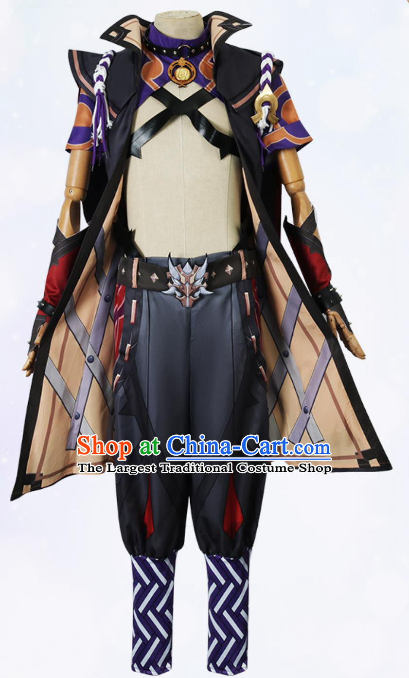 Genshin Impact Arataki Itto Cosplay Costume Set Male Hanasaka Hokai Cosplay Outfit for Anime and Game