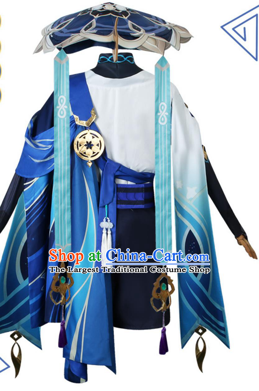 Genshin Impact Scaramouche Wanderer Cosplay Costume Anime Cosplay Clothing and Hat Full Set