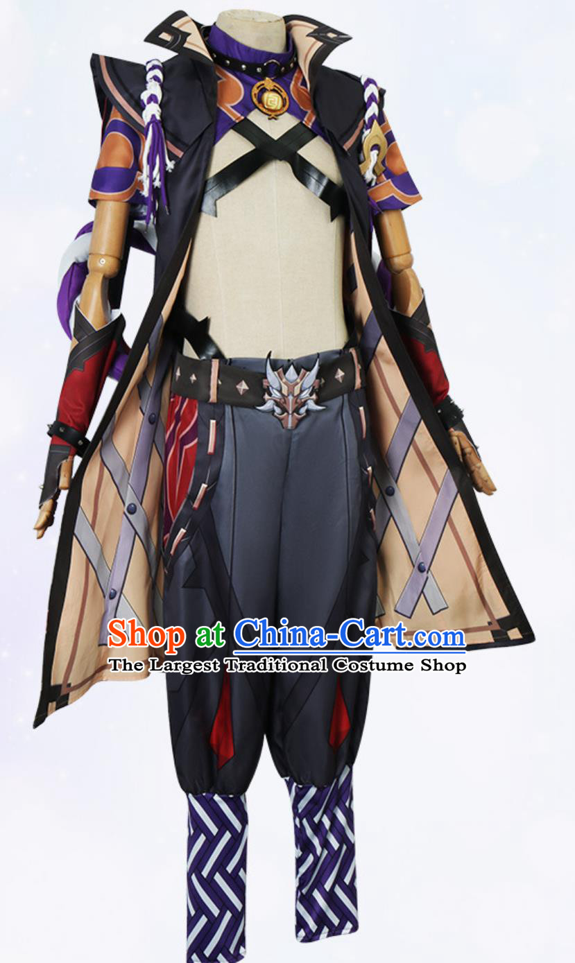 Genshin Impact Arataki Itto Cosplay Costume Set Male Hanasaka Hokai Cosplay Outfit for Anime and Game