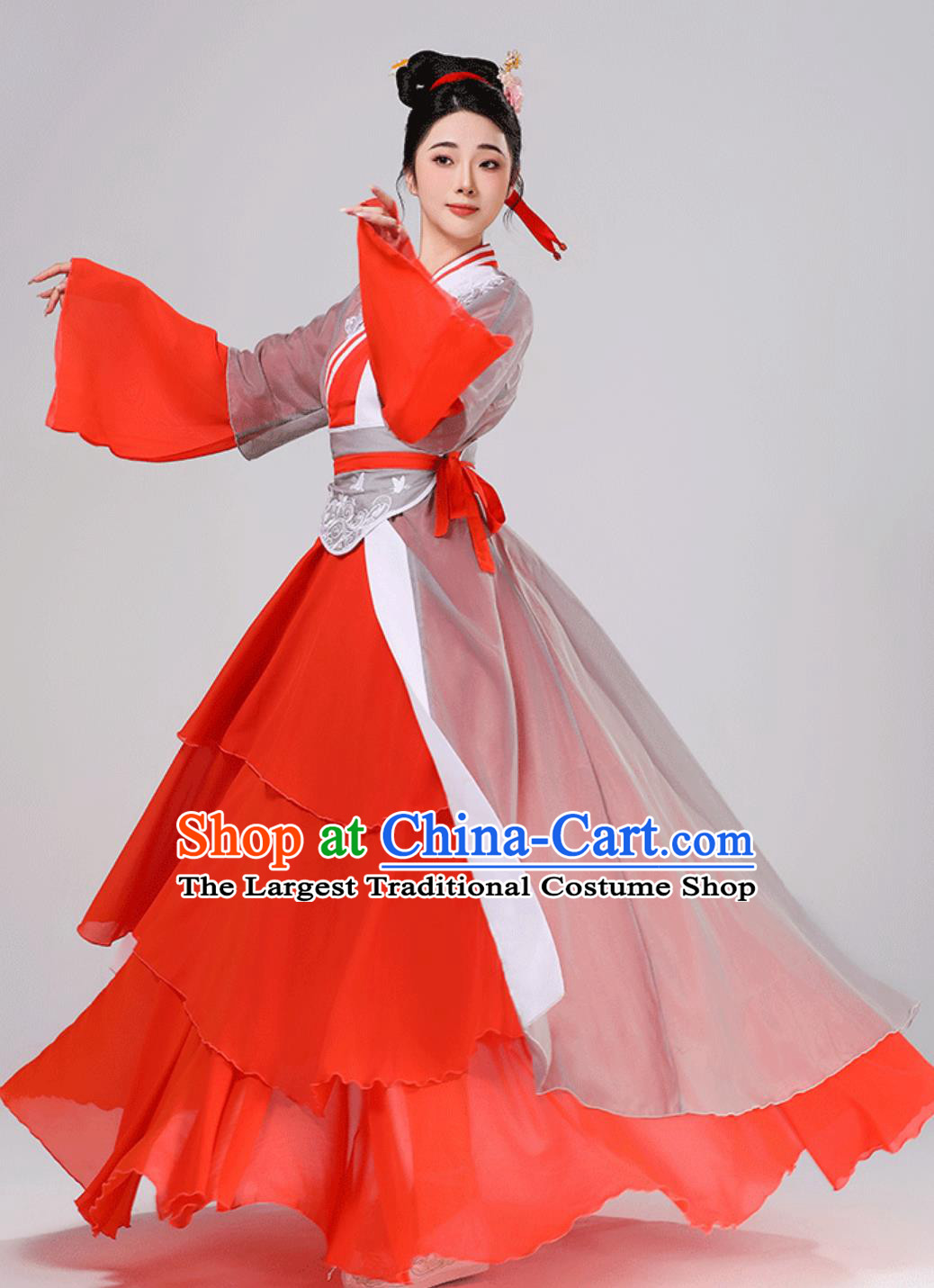 China Song Dynasty Female Clothing Lantern Festival Performance Red Hanfu Dress Chinese Classical Dance Costume