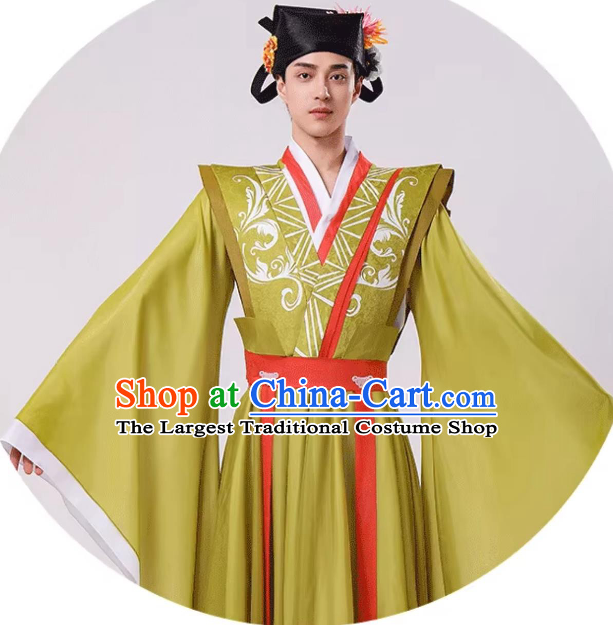Chinese Lantern Festival Performance Olive Green Hanfu Classical Dance Costume China Song Dynasty Scholar Clothing