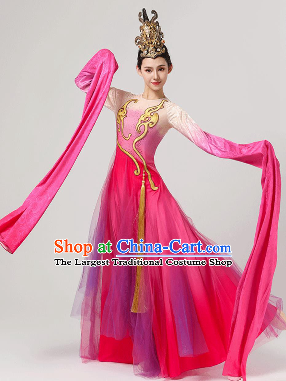 Chinese Classical Dance Clothing Spring Festival Gala Stage Performance Pink Dress China Long Sleeve Dance Costume