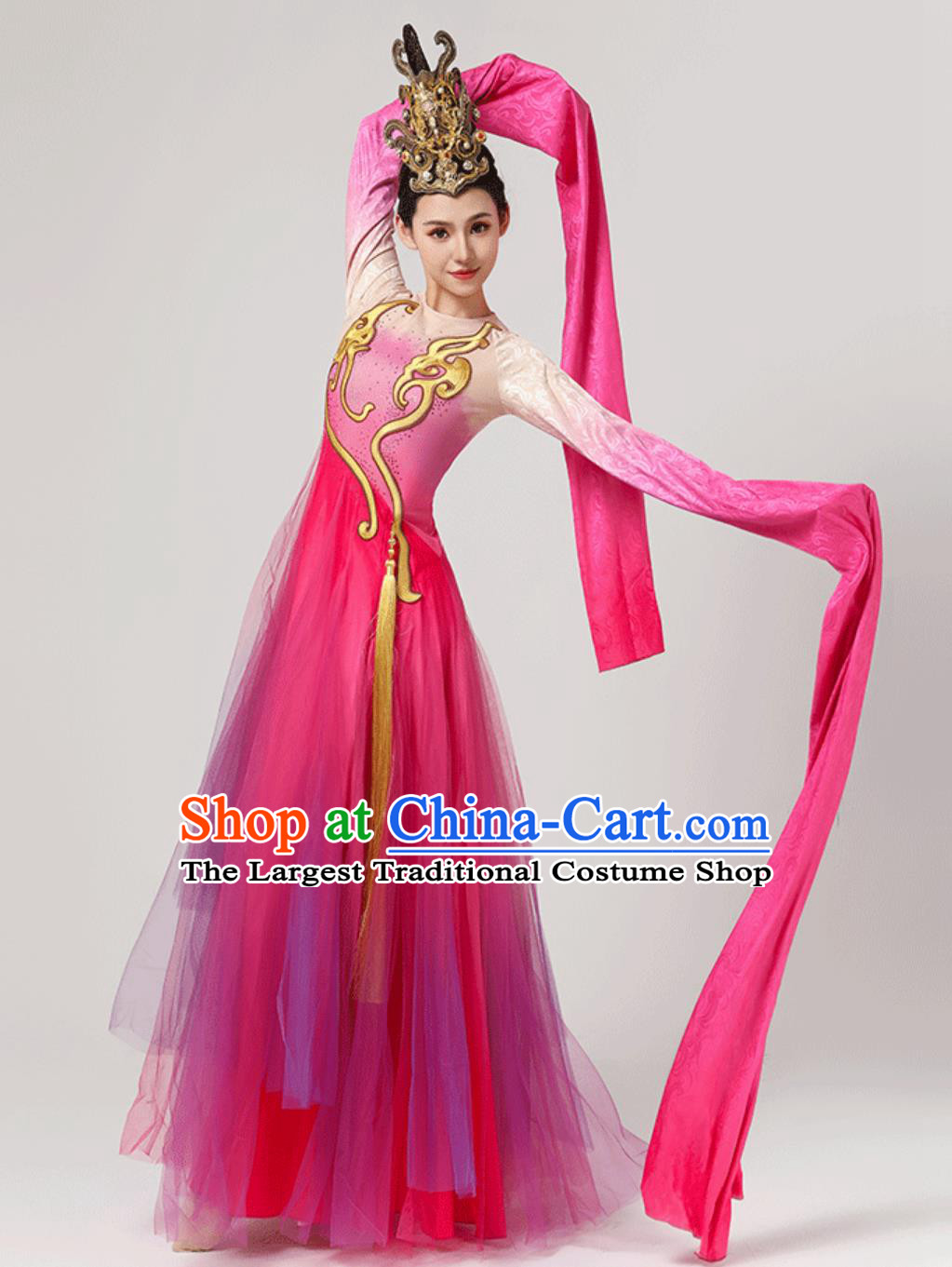 Chinese Classical Dance Clothing Spring Festival Gala Stage Performance Pink Dress China Long Sleeve Dance Costume