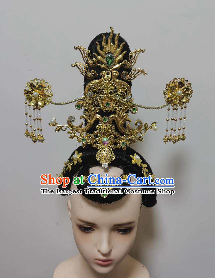Chinese Classical Dance Headpieces Handmade Han Tang Dance Hair Accessories Ancient Empress Headdress