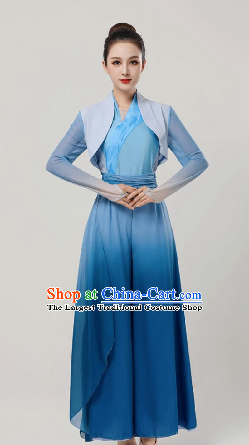 China Yangko Dance Costume Chinese Folk Dance Clothing Impression of the Great River Opening Dance Blue Outfit