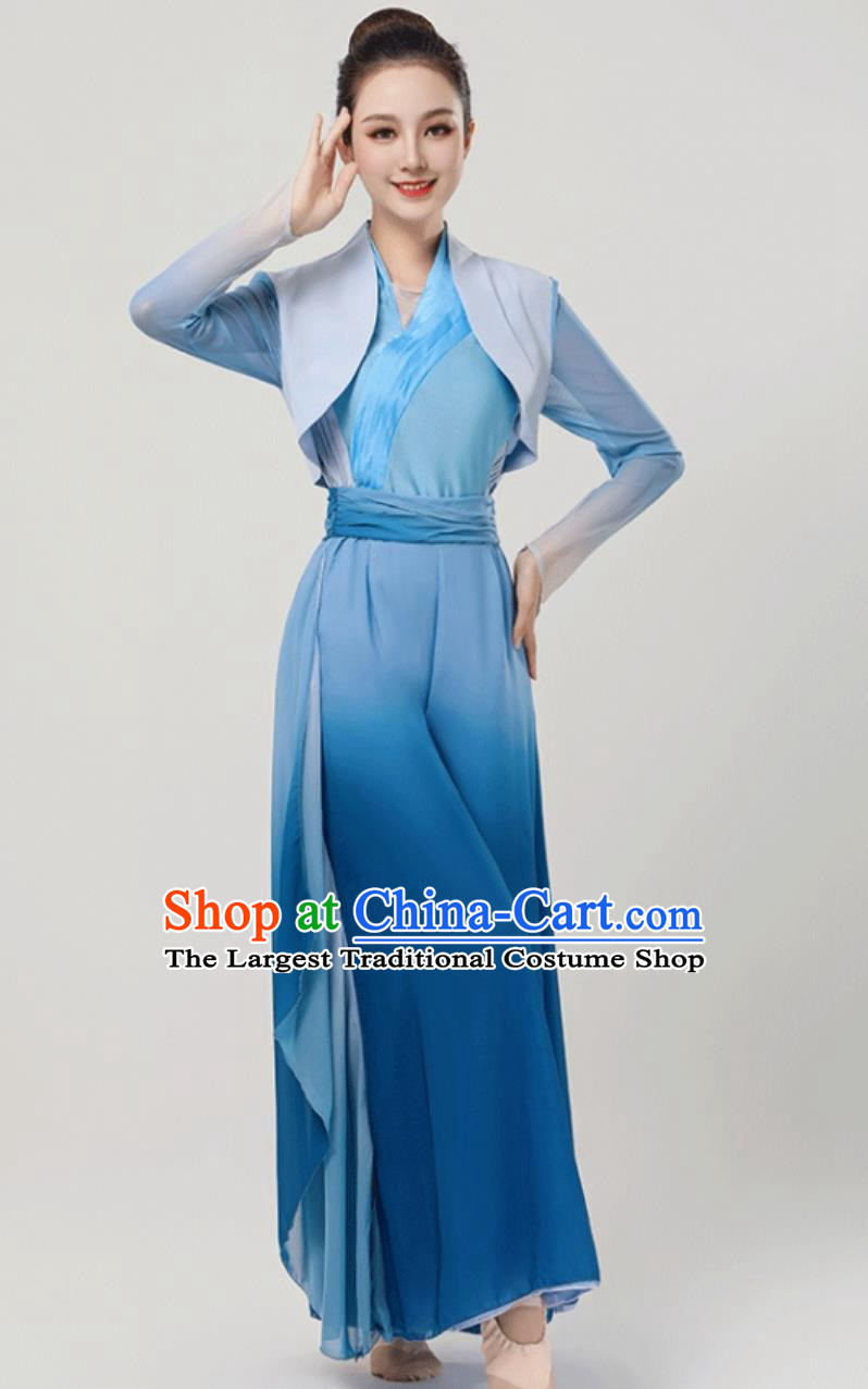 China Yangko Dance Costume Chinese Folk Dance Clothing Impression of the Great River Opening Dance Blue Outfit