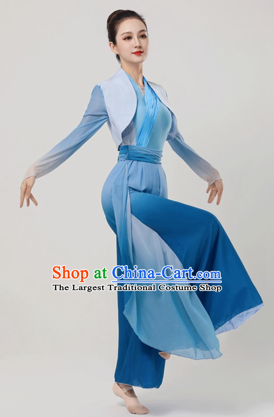 China Yangko Dance Costume Chinese Folk Dance Clothing Impression of the Great River Opening Dance Blue Outfit