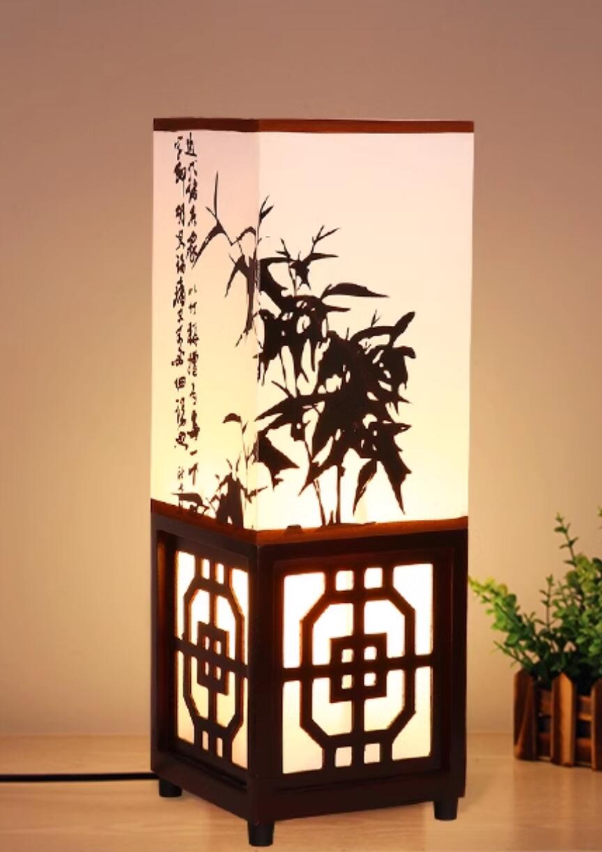 Handmade Chinese Desk Lantern Traditional Lamp In Painting Bamboo Table Lantern