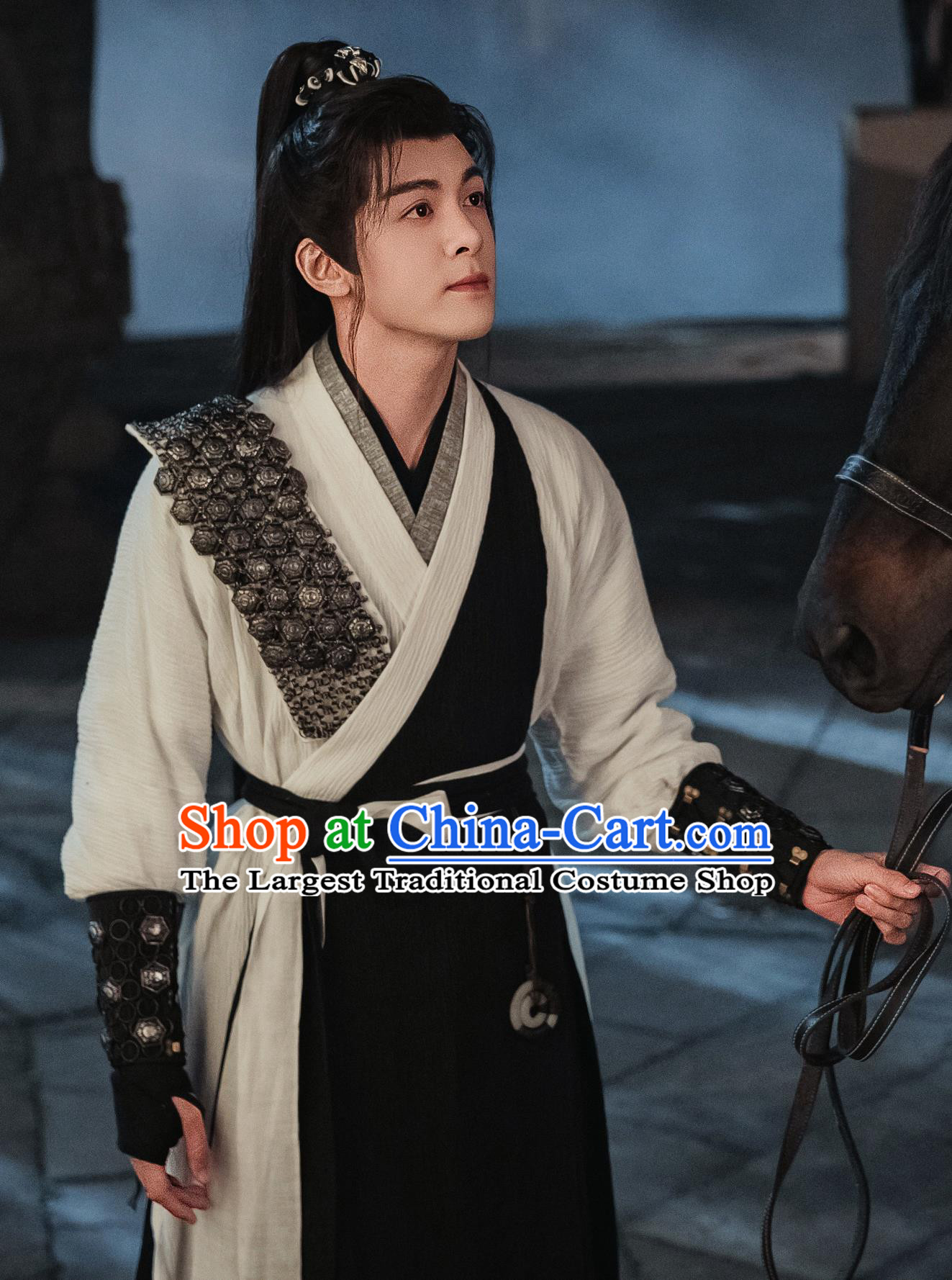 Chinese TV Series Snowy Night Timeless Love Hero Hua Zhan Bai Replica Costume Traditional China Hanfu Ancient Swordsman Clothing