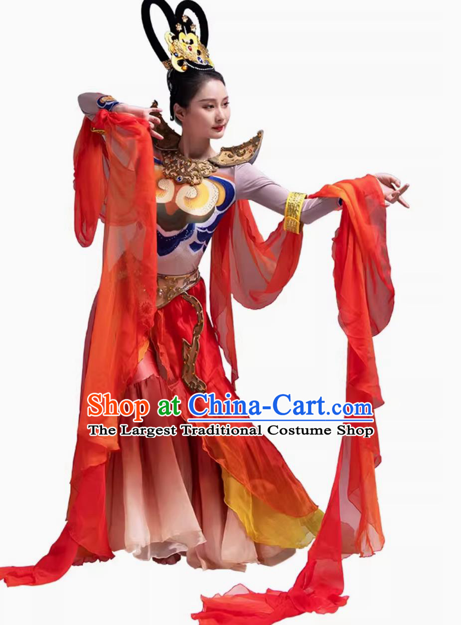 Chinese Thousand Hand Kwan Yin Dance Red Dress Dunhuang Flying Apsaras Dance Costume Women Group Stage Performance Clothing