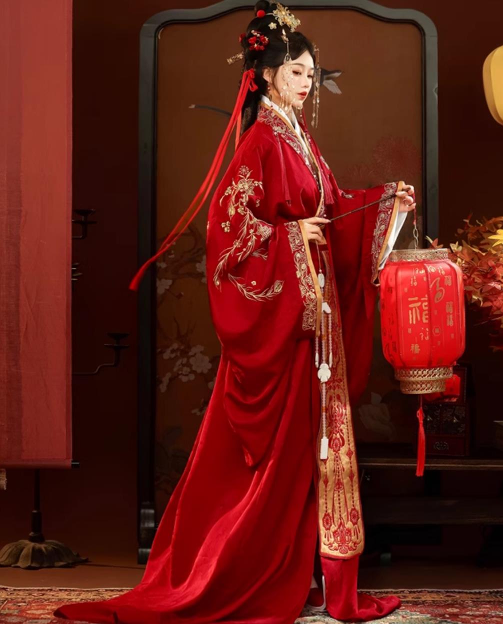 Chinese Hanfu Wedding Dresses Ancient Warring States Robes Bride and Groom Embroidery Costumes Complete Set