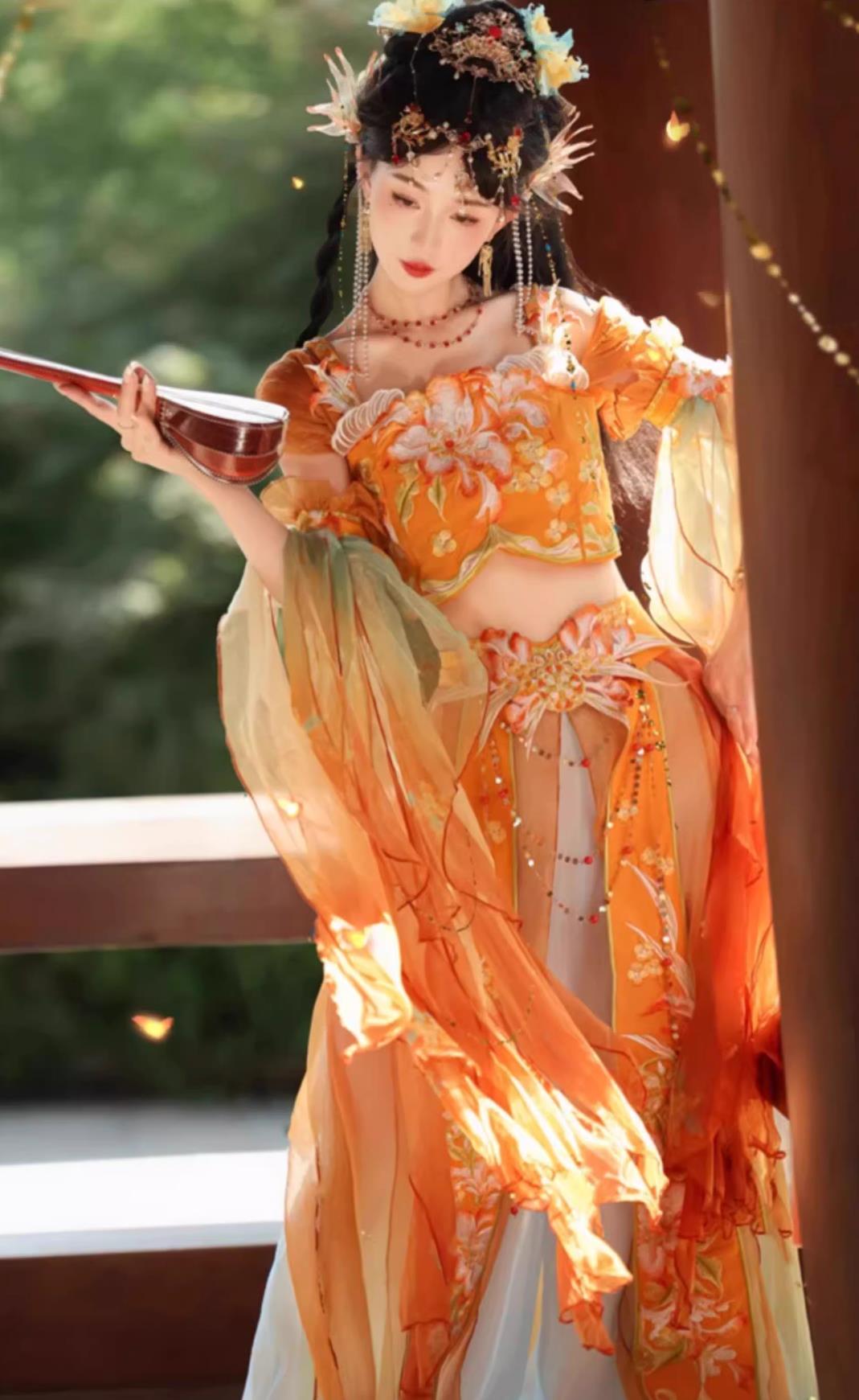 Mystical Enchantress Performance Costume Embroidery Chinese Ethnic Princess Yellow Dress