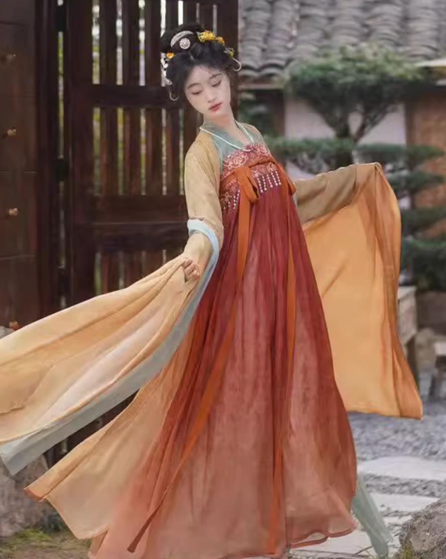 Traditional Chinese Costume Ancient Woman Qixiong Dress Tang Dynasty Hanfu Ruqun