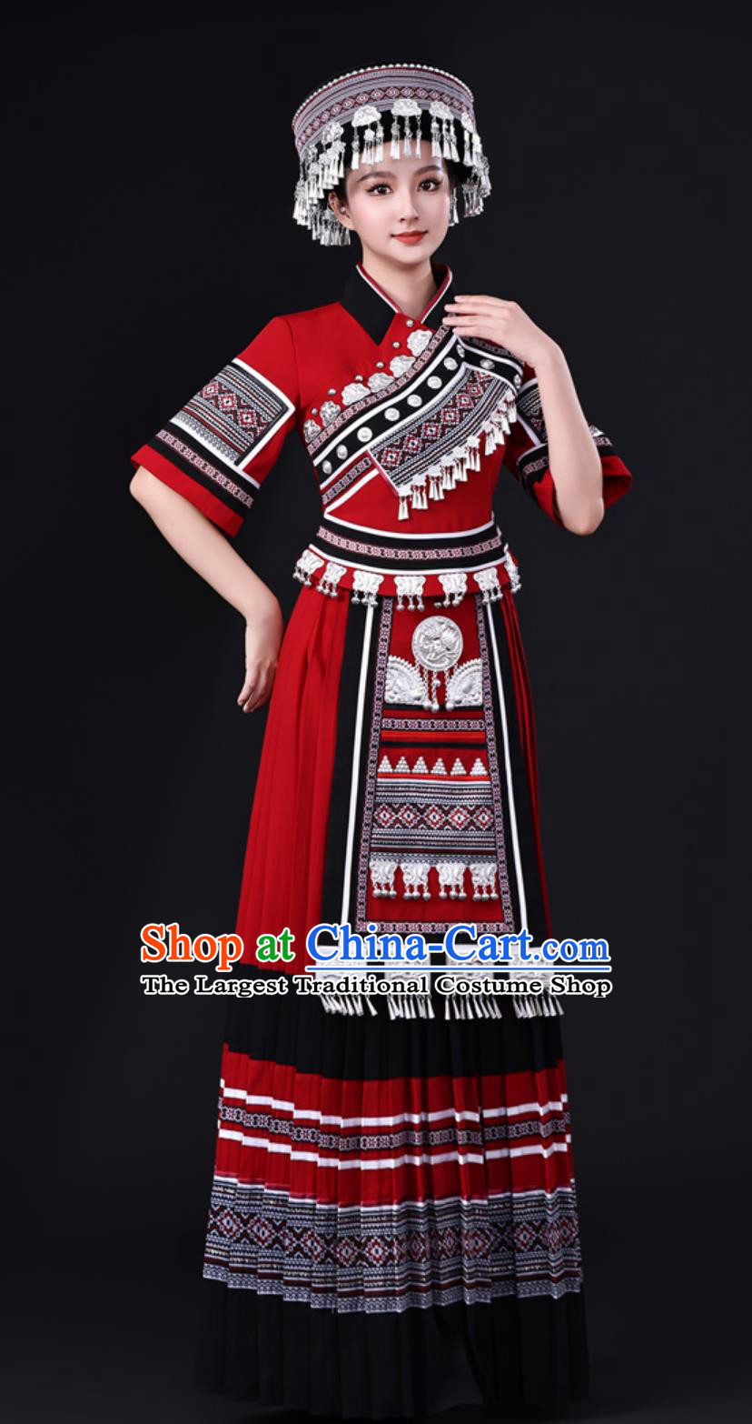 Chinese Minority Costume Miao Ethnic Women Traditional Clothing Guizhou Tujia Nationality Dress