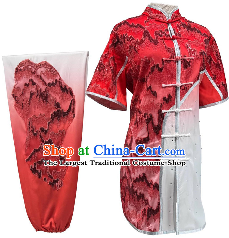 Chinese Kung Fu Changquan Clothing Bright Diamond Wushu Performance Costume Martial Arts Competition Uniform