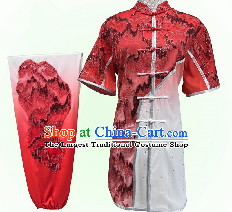 Chinese Kung Fu Changquan Clothing Bright Diamond Wushu Performance Costume Martial Arts Competition Uniform