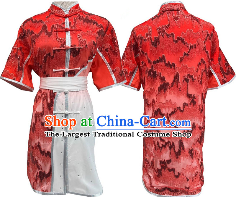 Chinese Kung Fu Changquan Clothing Bright Diamond Wushu Performance Costume Martial Arts Competition Uniform