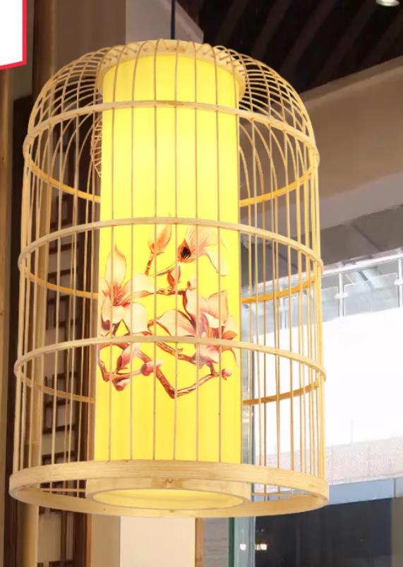 Chinese Restaurant Lantern Bird Cage Decoration Pendant Light Hand Painted Lamp