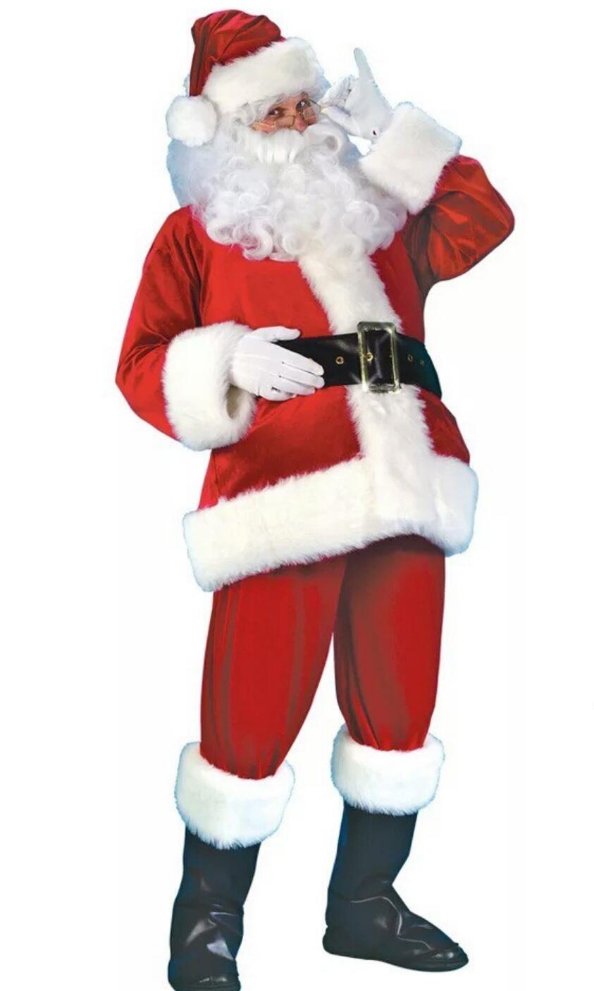 Santa Claus Thick Party Attire Kriss Kringle Costume Men Father Christmas Cosplay Outfit