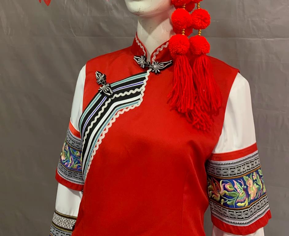 Yunnan Dali Bai Ethnic Costume Minority Performance Attire Golden Flower Dance Dress