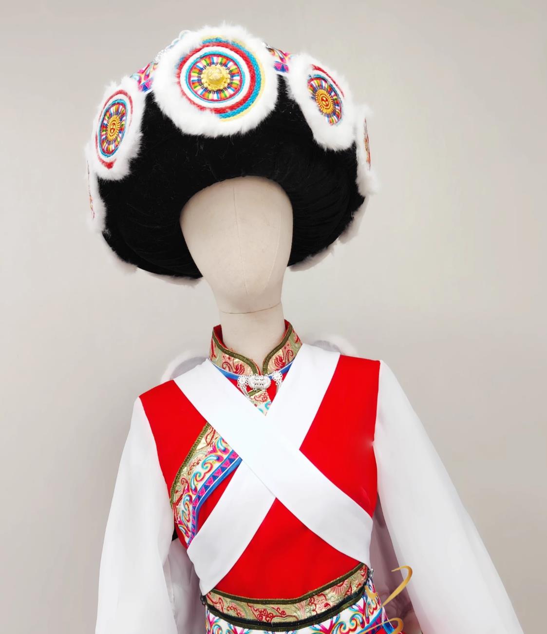 Naxi Ethnic Women Attire Chinese Na Xi Minority Costume Fashion Show Stage Performance Dress