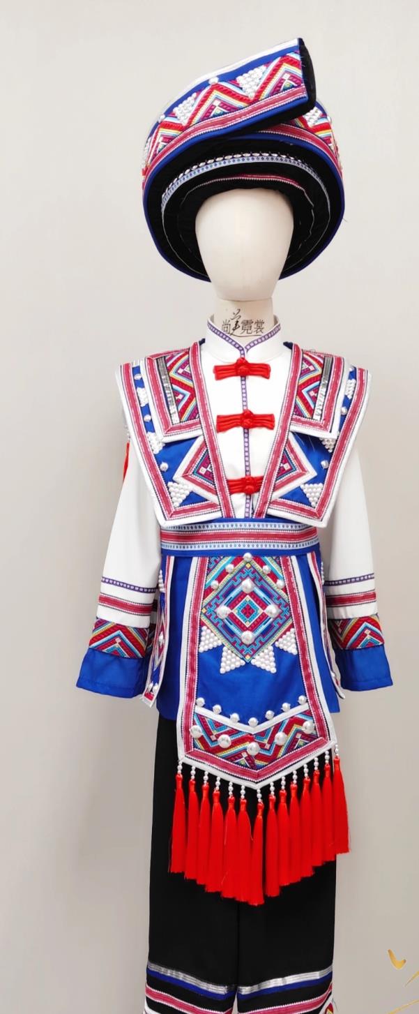 Chinese Yi Nationality Male Clothing Tujia Folk Dance Stage Performance Costume