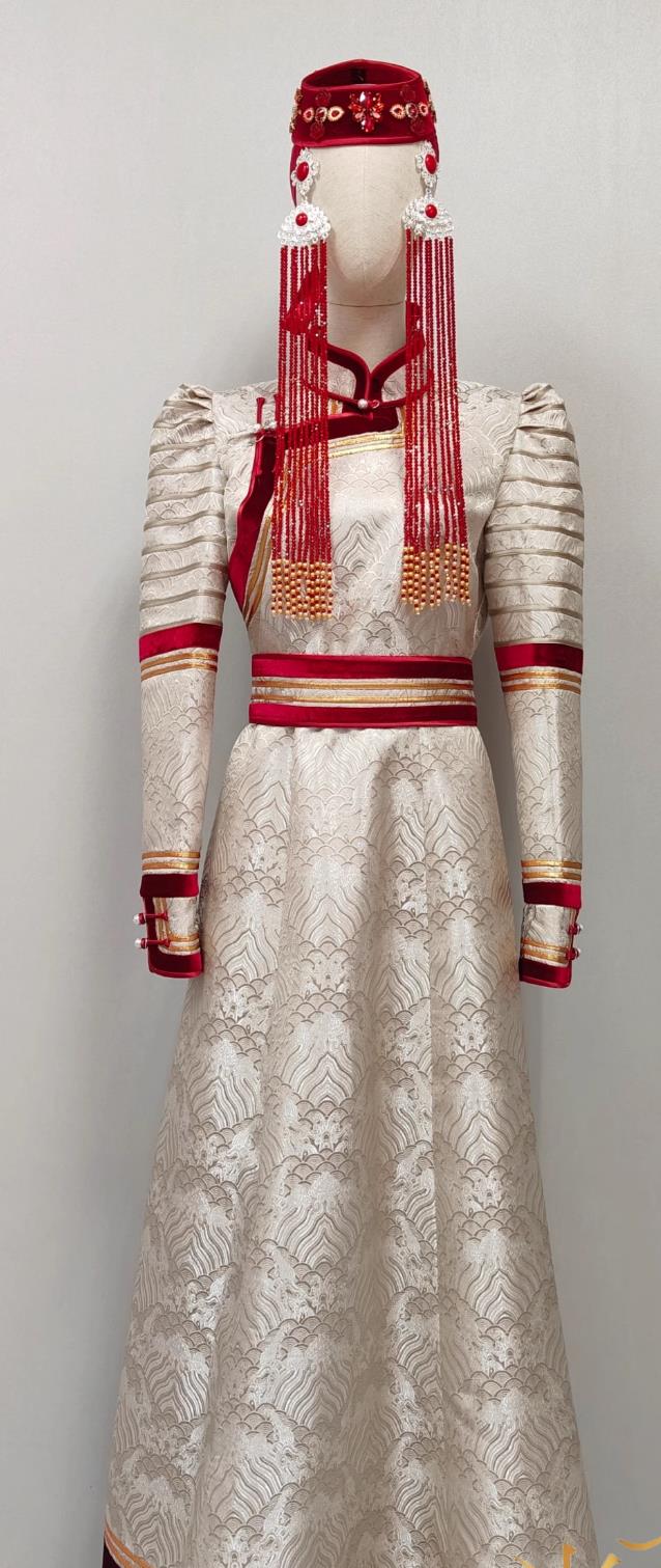 Mongolian Ethnic Women Wedding Costume Chinese Mongol Minority Fashion Show Attire