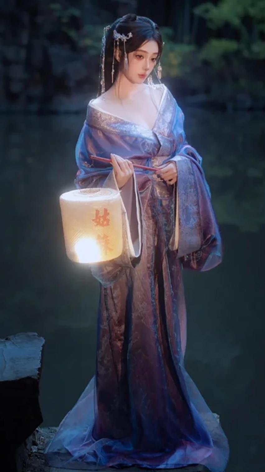 Purple Warring States Robe Chinese Hanfu Women Wide Sleeves Beauty Costume