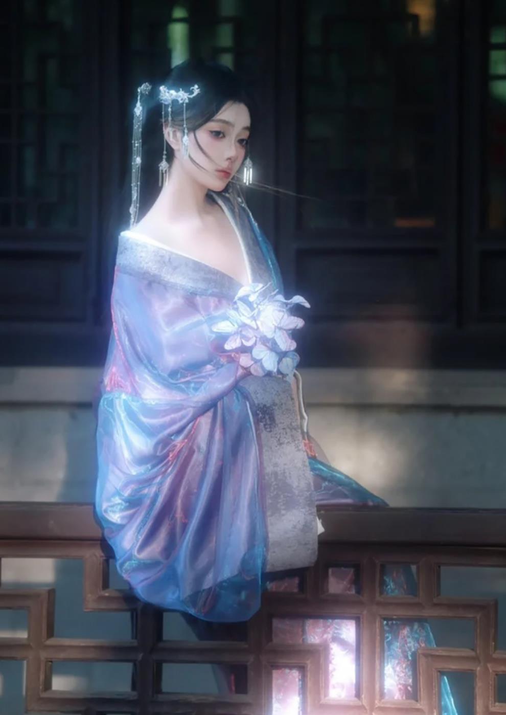 Purple Warring States Robe Chinese Hanfu Women Wide Sleeves Beauty Costume