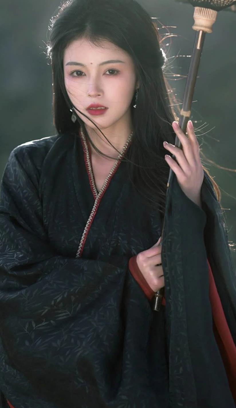 Black Hanfu Women Wei Jin Style Chivalrous Attire Ancient Swordswoman Costume Chinese Style Wide Sleeve Warring States Gown