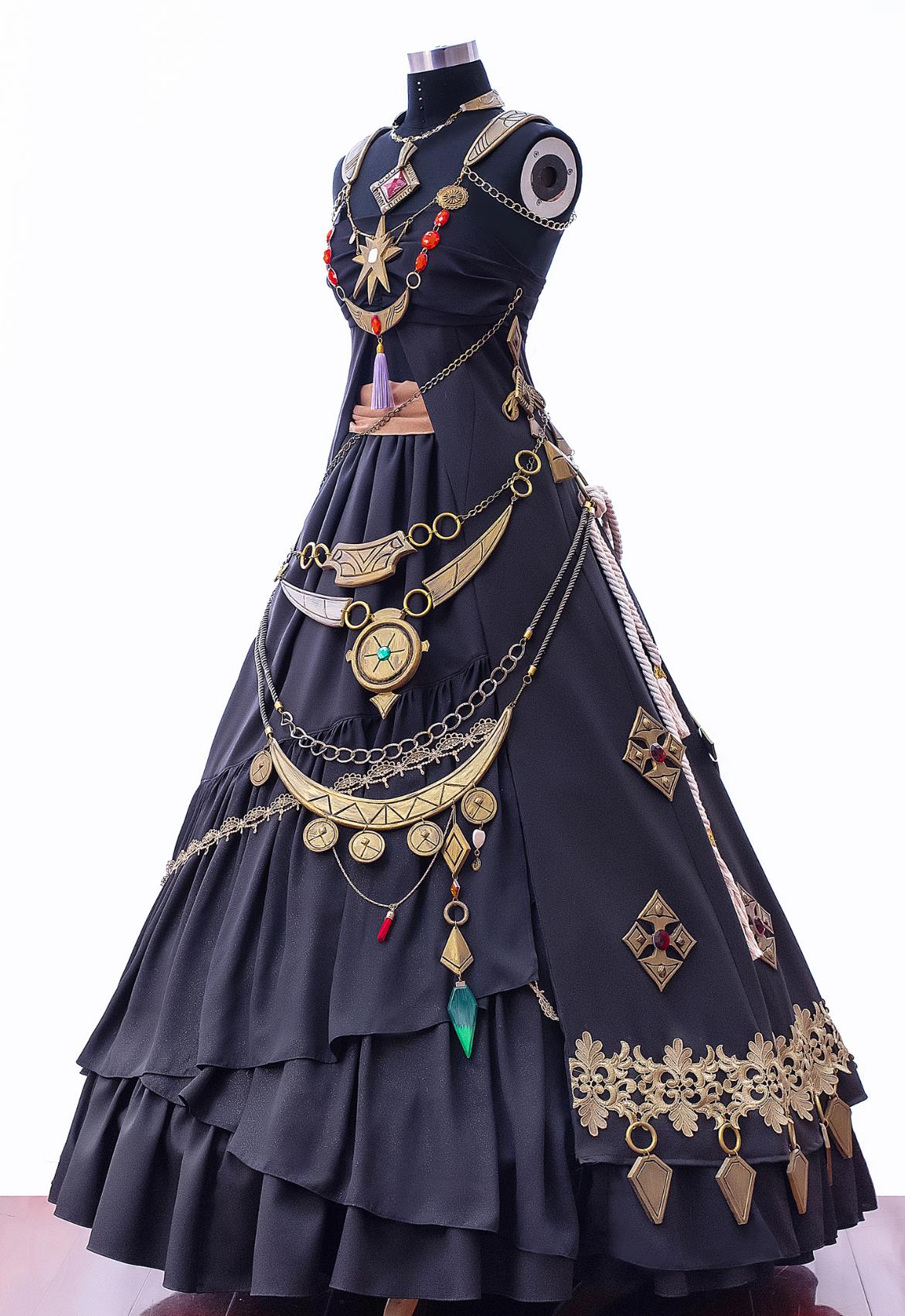 Final Fantasy XIV Astrologian Black Dress Halloween Cosplay Costume