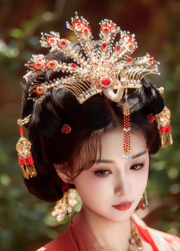Twelve Tail Golden Phoenix Hairpin Handmade Chinese Hanfu Wedding Hair Crown
