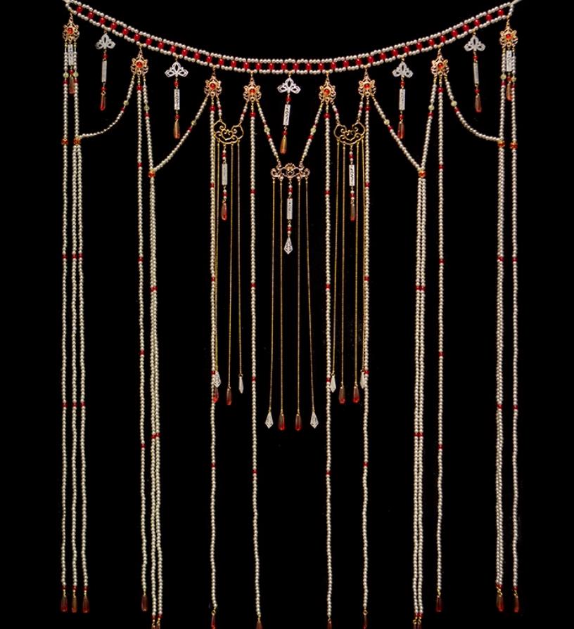 Pearl Tassel Waist Chain Chinese Hanfu Beaded Accessory Mamian Skirt Waist Ornament