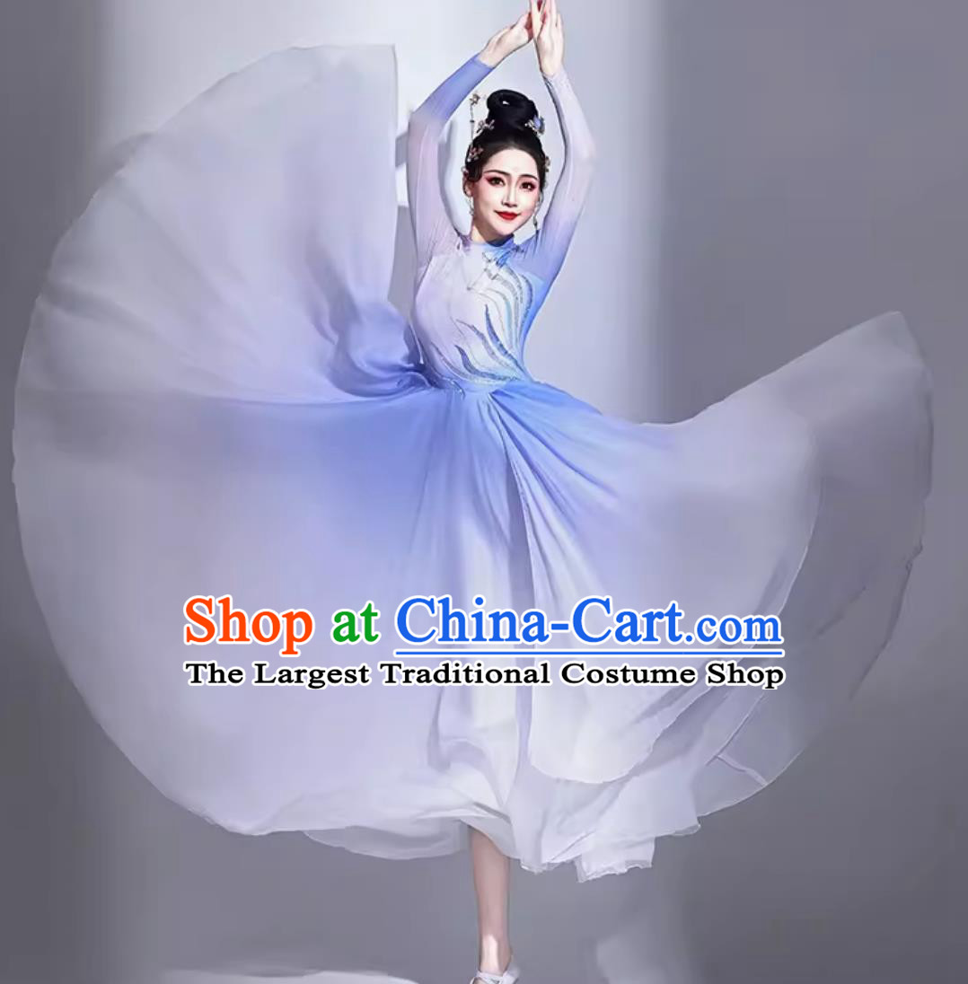 Qing Feng Yan Yu Opening Dance Flaring Dress Chinese Stage Performance Clothing Women Elegant Classical Dance Costume