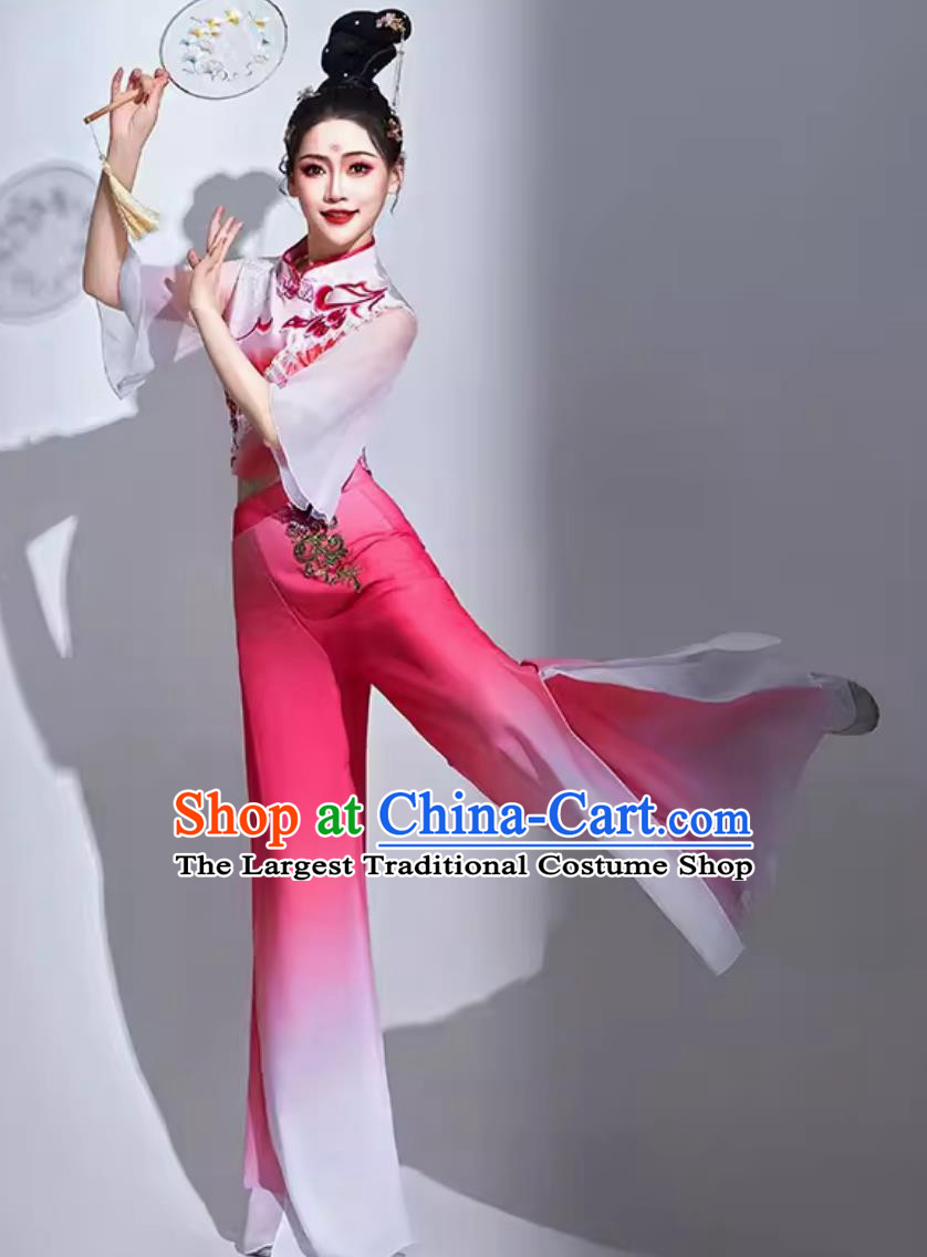 Chinese Classical Dance Clothing Jiaozhou Yangko Performance Pink Outfit Women Group Dance Costume