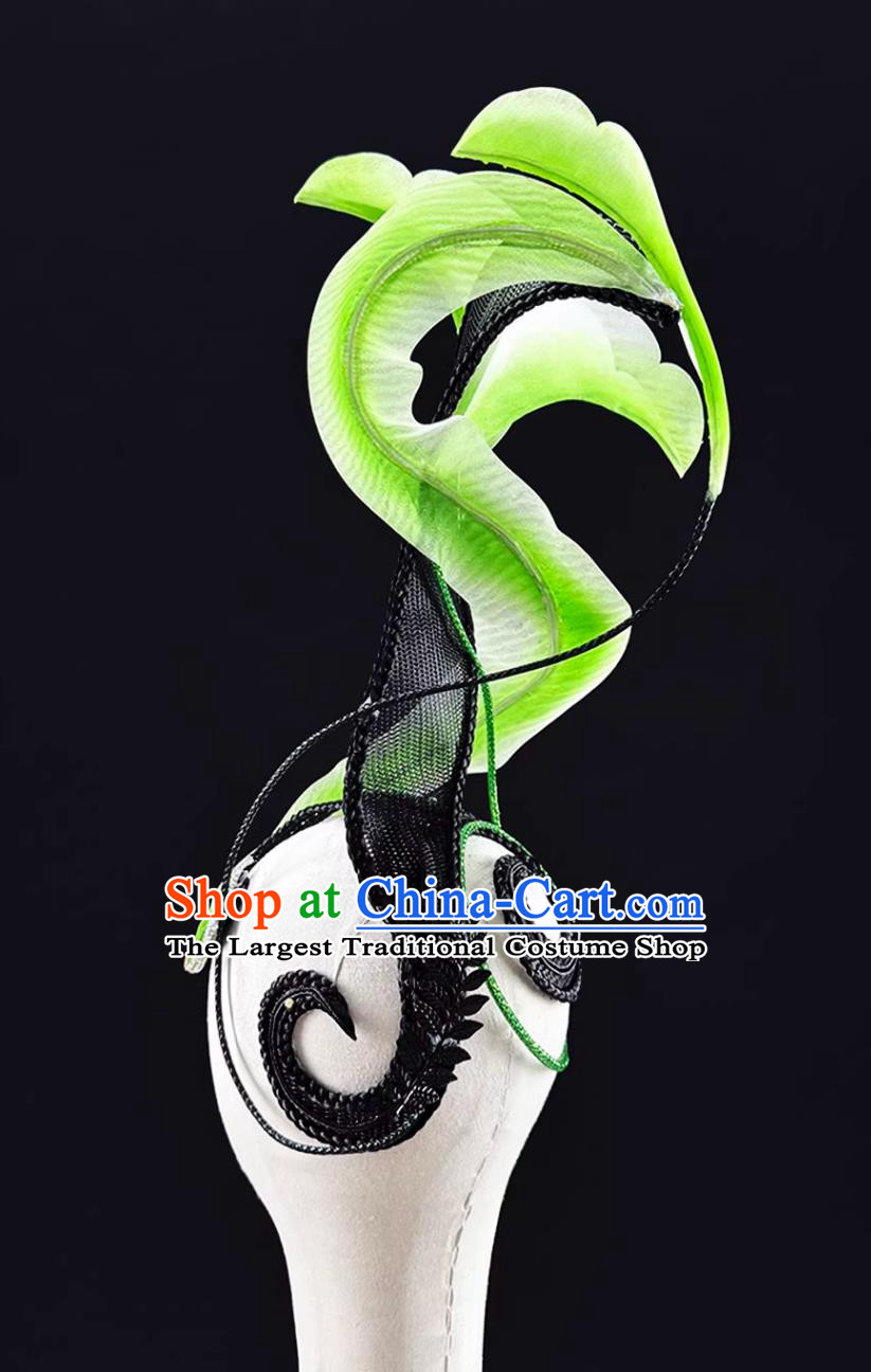 Classical Spring Tea Warmth Dance Headdress Chinese Style Women Group Opening Dance Green Headpiece