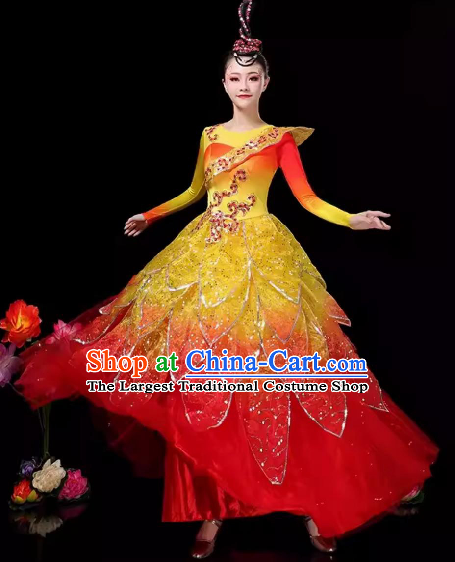 Spring Festival Gala Opening Dance Dress Chinese Classical Dance Costume Women Group Dance Petal Clothing