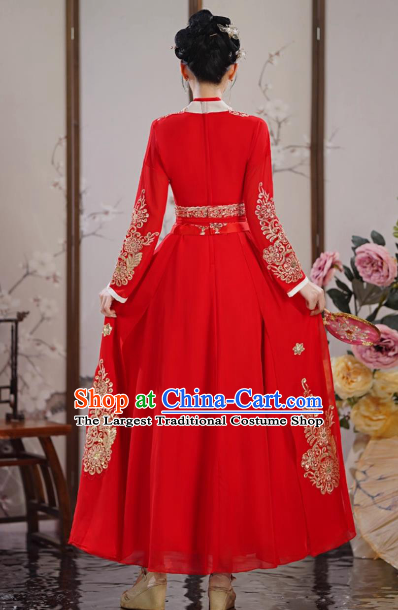 Red Hanfu Women Classical Dance Clothing Ancient Chinese Costume Performance Dress