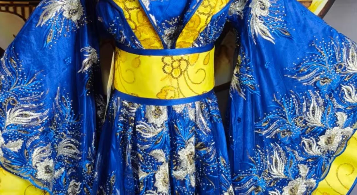 Hanfu Empress Costume Sequin Sapphire Blue Queen Dress Ancient Chinese Imperial Consort Stage Performance Attire