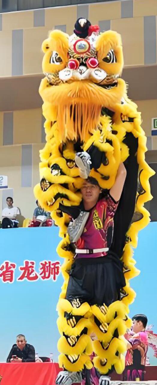 Chinese Dancing Lion Equipment Handmade Golden Fur Lion Head Fut San Lion Dance Tiger Spot Costumes Complete Set