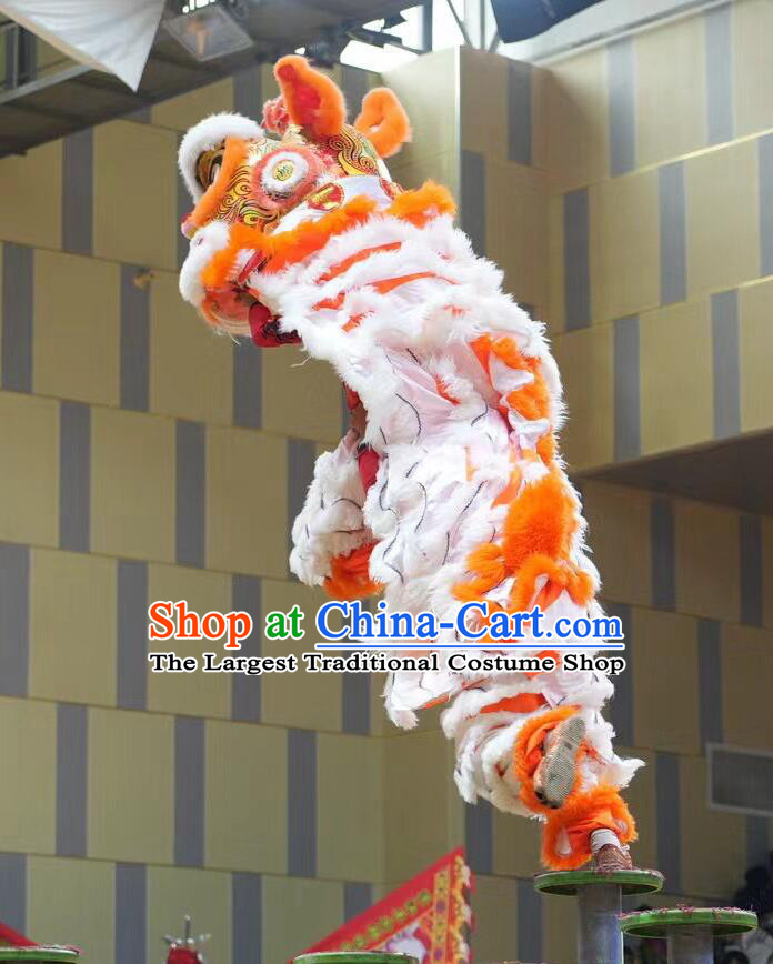 Traditional Chinese Dancing Lion Equipment Clothing Handmade Fut San Lion Dance Costume Orange Lion Dance Head
