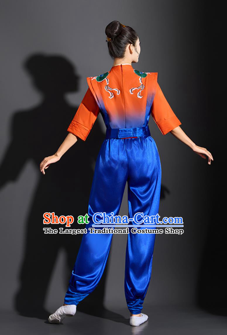 Chinese Yangko Dance Costume Women New Farmer Harvest Festival Straw Hat Dance Performance Outfit