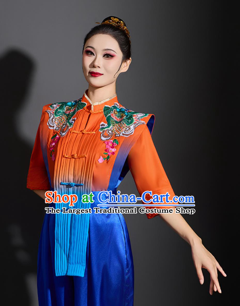 Chinese Yangko Dance Costume Women New Farmer Harvest Festival Straw Hat Dance Performance Outfit