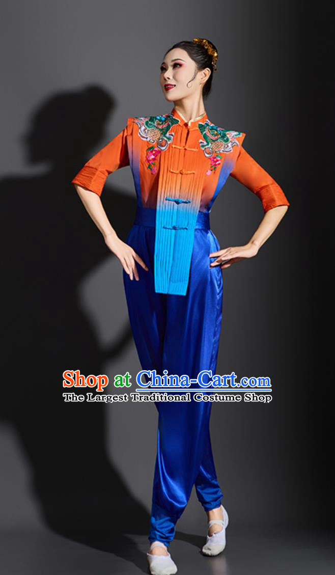 Chinese Yangko Dance Costume Women New Farmer Harvest Festival Straw Hat Dance Performance Outfit